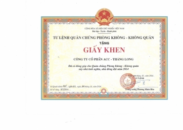 Bằng khen Xây nhà tình nghĩa, nhà đồng đội 2014